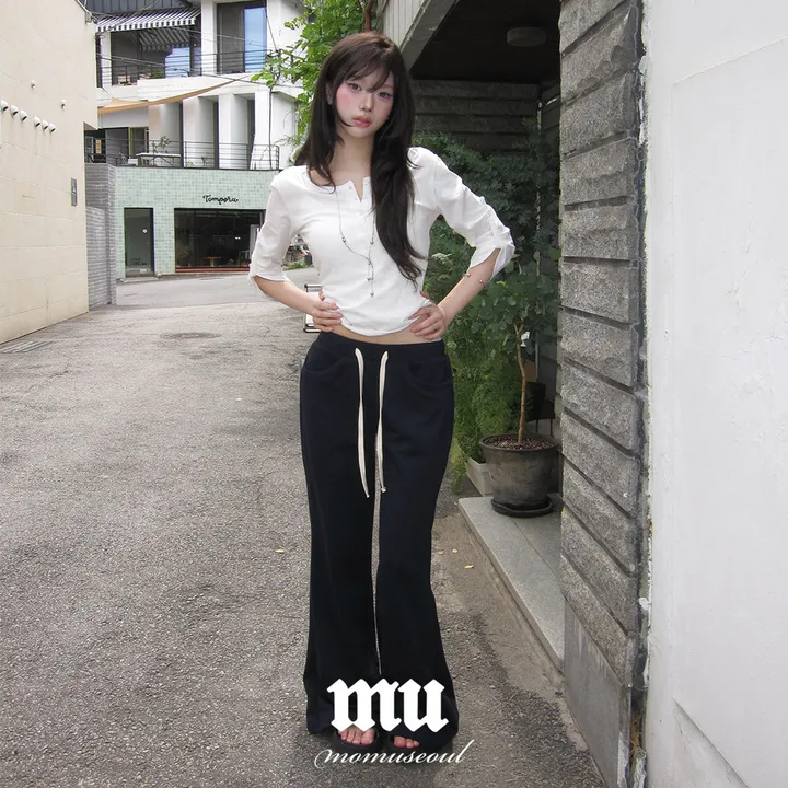 [MADE💖/바이오워싱/극찬핏!] 라인 롤업 7부 티셔츠-4color 대표 이미지