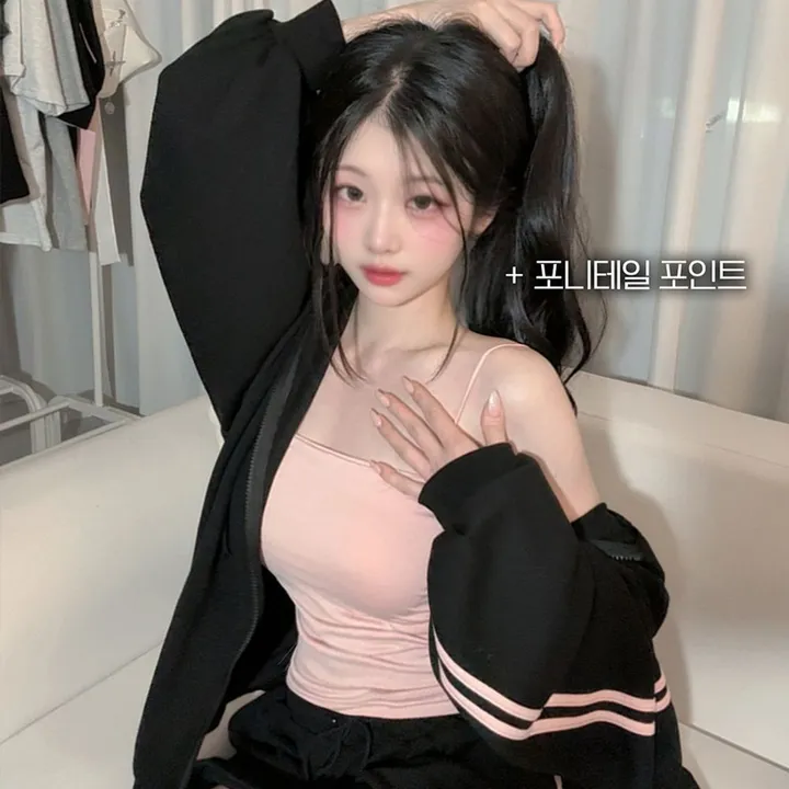 [썸녀세트ver.1🍧/MADE:]왕오버핏 긴팔 후드집업+숏팬츠 간절기 트랙트레이닝세트..💗100%국내제작 썸녀세트🫧 추가 이미지 2