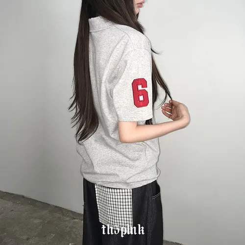 [pk티/팔뚝커버] 뉴온 루즈핏 자수 패치 피케 카라 반팔티 (3color) 추가 이미지 2