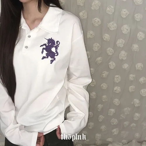 [긴팔ver⭐/데일리/pk티] 니코 루즈핏 자수 패치 피케 카라 홀스 긴팔티 (9color) 추가 이미지 2
