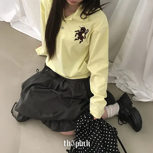 [긴팔ver⭐/데일리/pk티] 니코 루즈핏 자수 패치 피케 카라 홀스 긴팔티 (9color) 추가 이미지 3