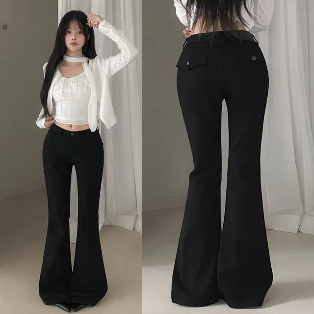 [골반뽕탈부착/보정핏🖤/숏,롱] 아이틴 힙포켓 포인트 탄탄 쫀쫀 세미 부츠컷 롱팬츠 스판 플레어 긴바지 힙딥커버 루즈핏 가을바지 가을신상 1color 대표 이미지