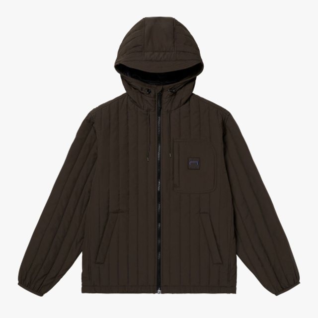 VERTICAL QUILTED JACKET-BROWN