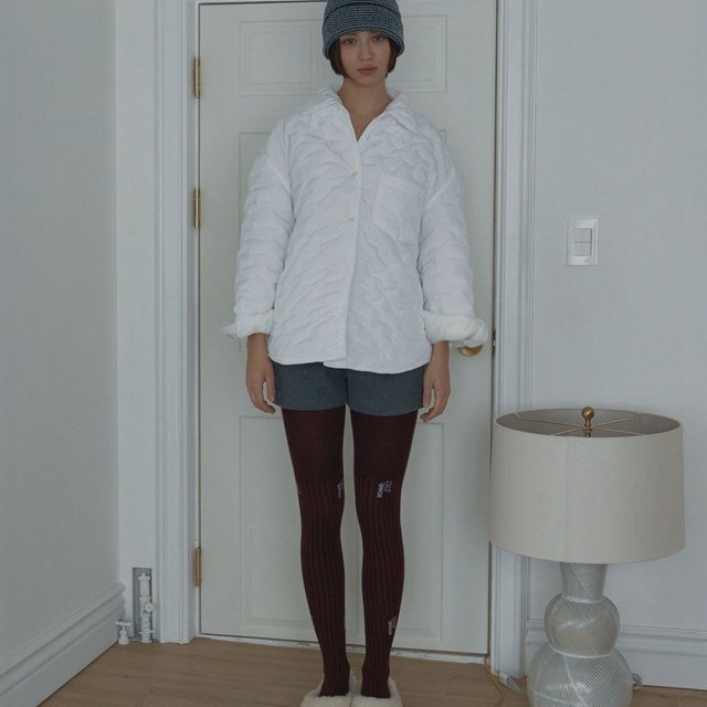 snowflake padded shirt_white