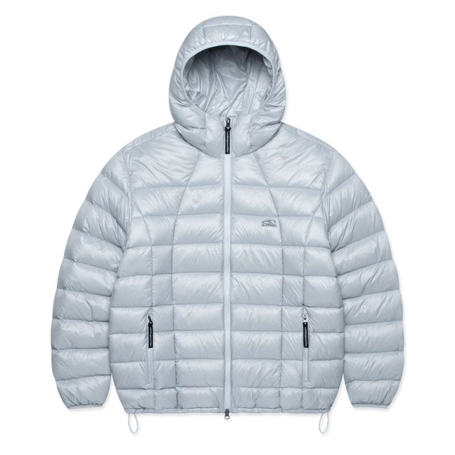 OVAL GLOBE LIGHT WEIGHT HOODED DOWN JACKET light gray