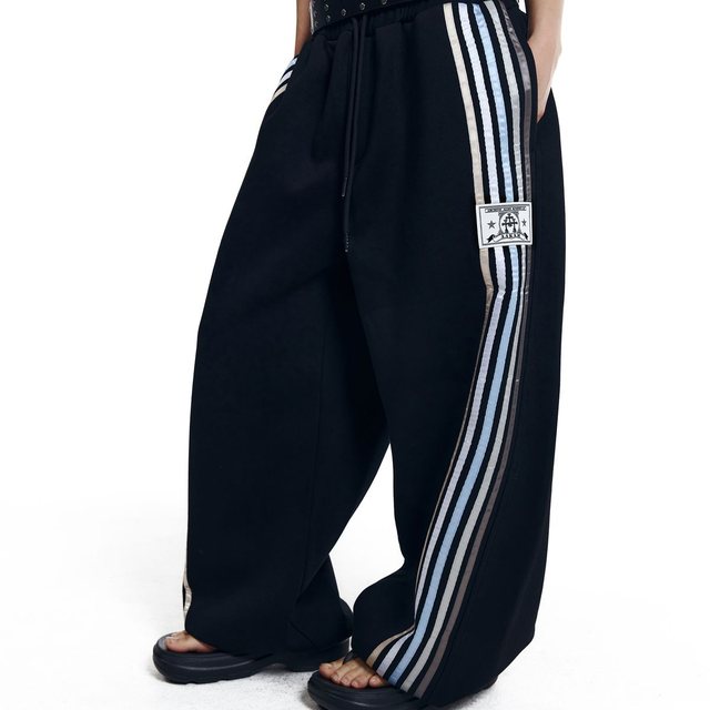 Line Taped Track Pants (Black)