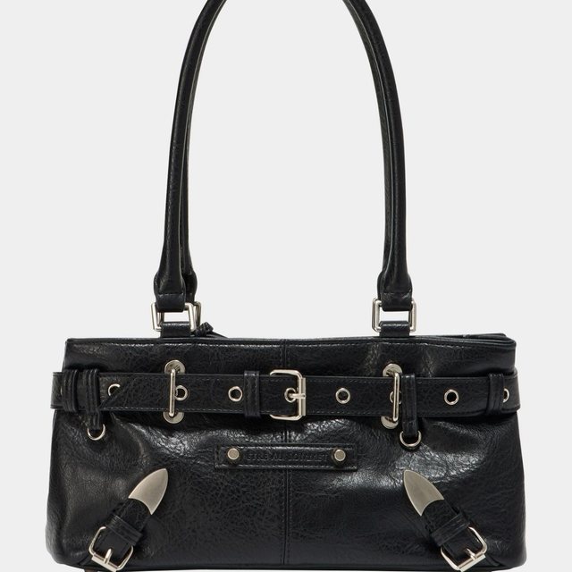 Belt Eyelet Strap Cross Mini Bag (Black)