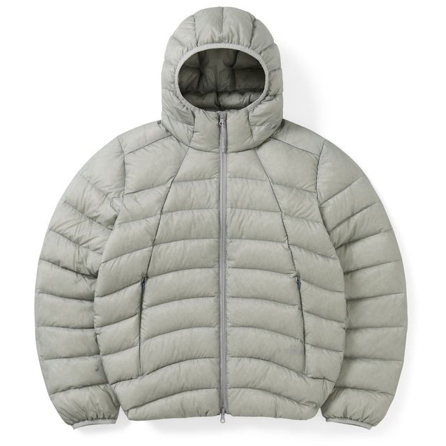 Hooded Fly Light Down Jacket Silver