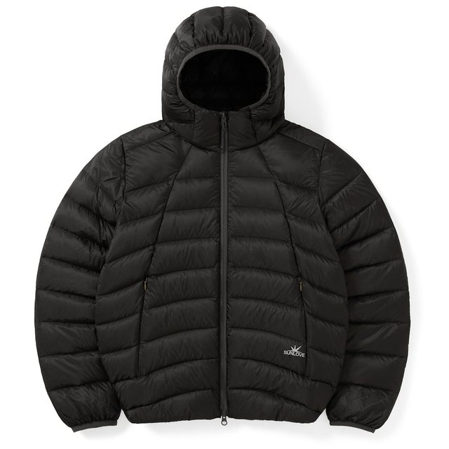 Hooded Fly Light Down Jacket Charcoal