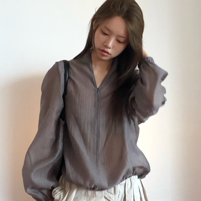 시어 하프 집업 모브그레이